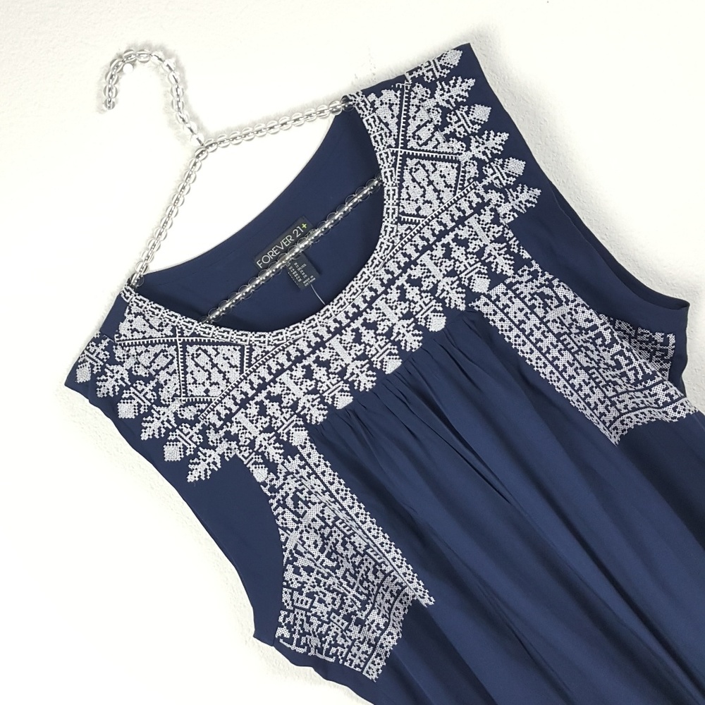 Cross Stitch Embroidered  Tunic Tank